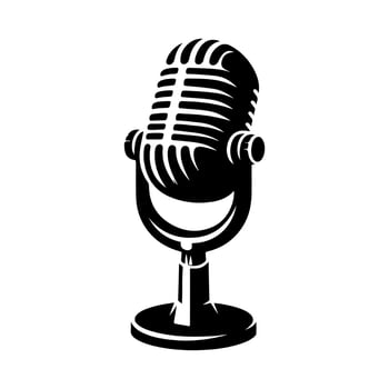 Retro vintage microphone silhouette , Microphone Icon. Mic sign. Karaoke microphone icon, Broadcast mic sign, Voice record mike icon in black filled and outlined style vector