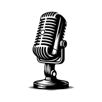 Retro vintage microphone silhouette , Microphone Icon. Mic sign. Karaoke microphone icon, Broadcast mic sign, Voice record mike icon in black filled and outlined style vector