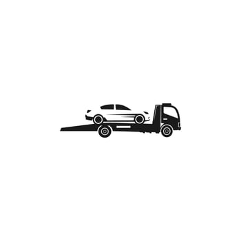 Black silhouette of tow truck with broken car. Suitable for your design need, logo, illustration, animation, etc. vector