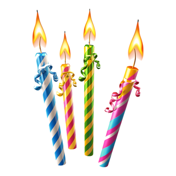 Colorful Birthday Candles on Transparent Background png