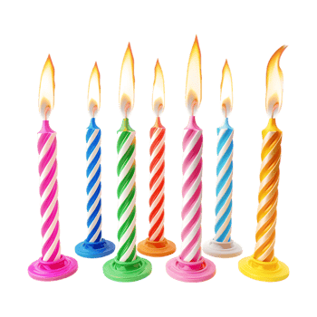 Colorful Birthday Candles on Transparent Background png