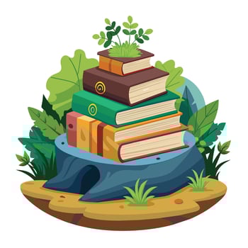 Book stack Illustration concept vector