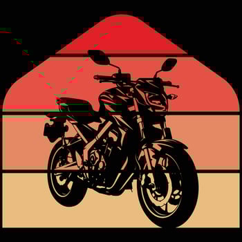 Retro motorcycle silhouette vintage monochrome sunset style vector