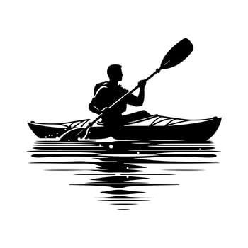 Kayaking silhouette , Canoe silhouette, water sport, race, transport concept. vector