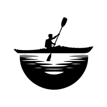 Kayaking silhouette , Canoe silhouette, water sport, race, transport concept. vector