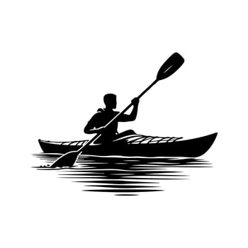 Kayaking silhouette , Canoe silhouette, water sport, race, transport concept. vector