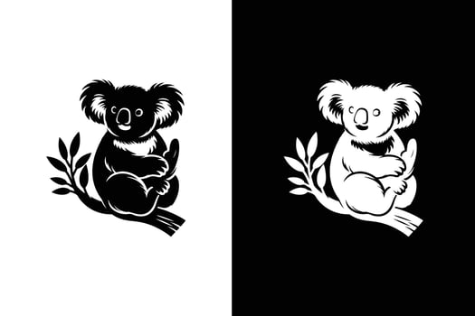 Koala icon Silhouette. Koala icon silhouette illustration black white background. vector