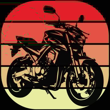 Retro motorcycle silhouette vintage monochrome sunset style vector