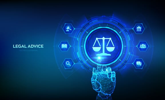 Labor law, Lawyer, Attorney at law, Legal advice concept on virtual screen. Internet law and cyberlaw as digital legal services or online lawyer advice. Hand touching digital interface. . EPS10. vector