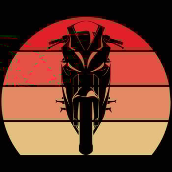 Retro motorcycle silhouette vintage monochrome sunset style vector