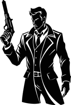 A Man with gun in hand silhouette illustration vector