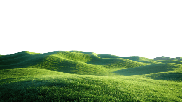 Panoramic green hills isolated on transparent background. png