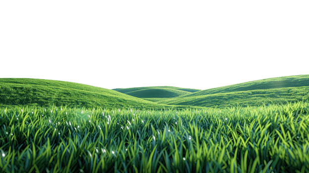 Panoramic green hills isolated on transparent background. png