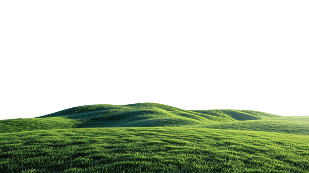 Panoramic green hills isolated on transparent background. png