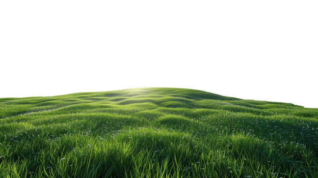 Panoramic green hills isolated on transparent background. png