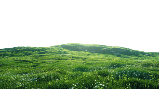 Panoramic green hills isolated on transparent background. png