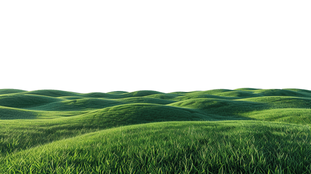 Panoramic green hills isolated on transparent background. png