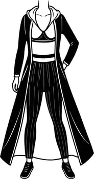 Women Full Outfit Dress illustration black and white vector