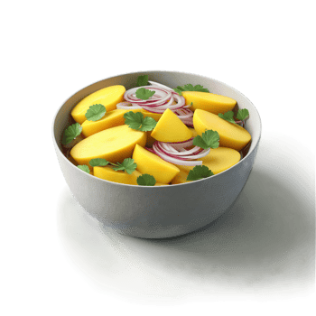Mango and jicama salad with sliced mangoes jicama red onions and a chili lime dressing png