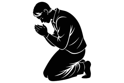 A man Praying Silhouette Illustrations and Vectors. vector