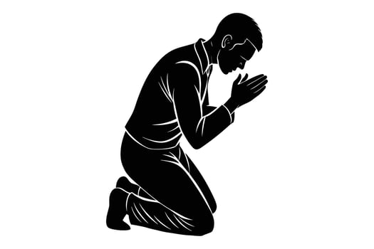 A man Praying Silhouette Illustrations and Vectors. vector