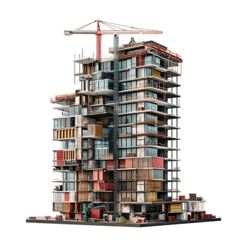 Residential Building Under Construction on Transparent Background png