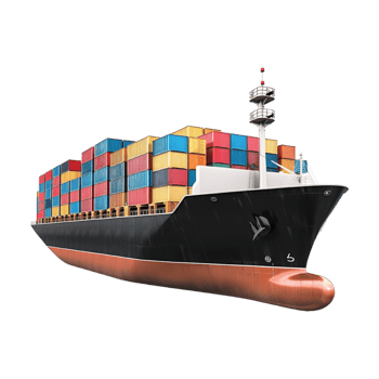 Ship Shipping Container in Sea on Transparent Background png
