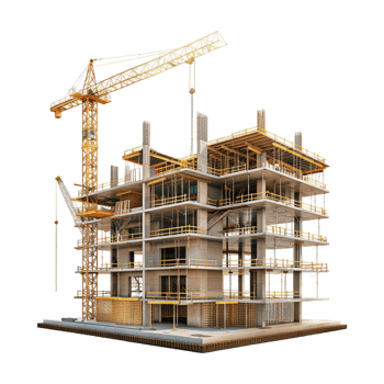 Residential Building Under Construction on Transparent Background png
