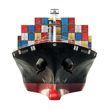 Ship Shipping Container in Sea on Transparent Background png