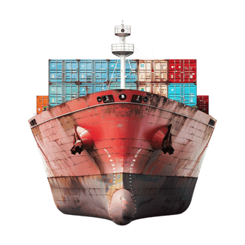 Ship Shipping Container in Sea on Transparent Background png