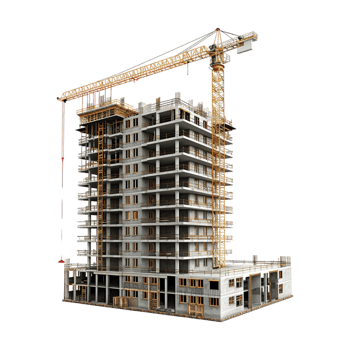 Residential Building Under Construction on Transparent Background png