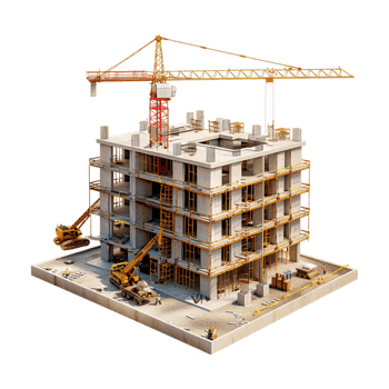 Residential Building Under Construction on Transparent Background png