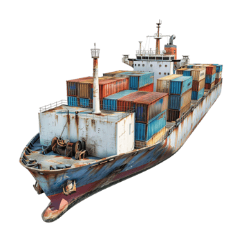 Ship Shipping Container in Sea on Transparent Background png