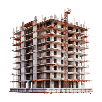 Residential Building Under Construction on Transparent Background png