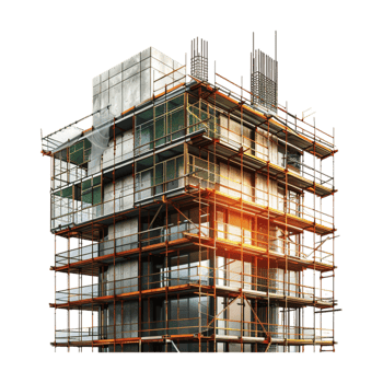Residential Building Under Construction on Transparent Background png