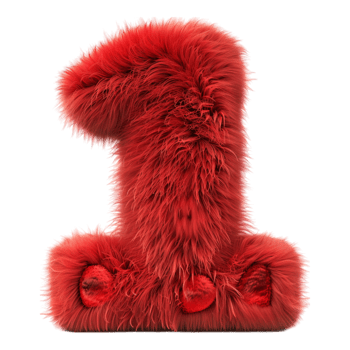 1 Letter made with Red Fur on Transparent Background png