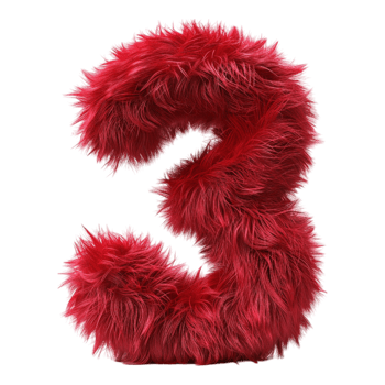 3 Letter made with Red Fur on Transparent Background png