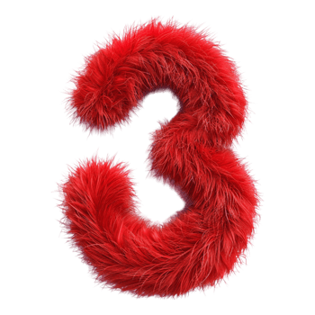3 Letter made with Red Fur on Transparent Background png