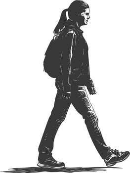 Side view of a woman walking vector