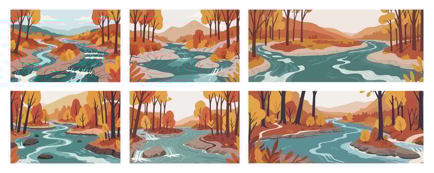 Flowing River Through a Tropical Forest vector