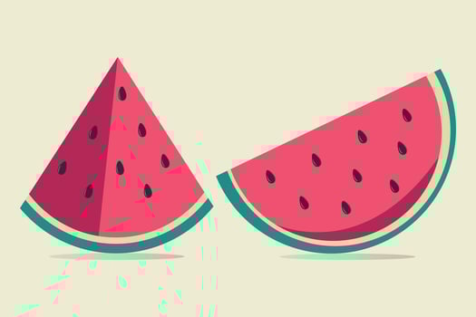 Set of fresh whole half cut slice and piece of watermelon isolated on white background. National Watermelon Day, Vegan food icons, Healthy food concept. vector