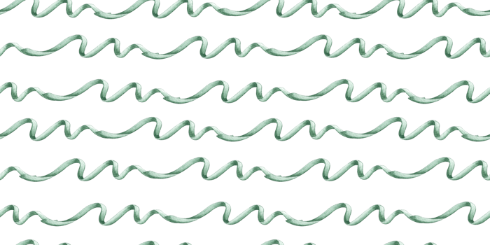 Green ribbon horizontal, festive twisted pattern, watercolor illustration, confetti, gift wrapping, birthday. Isolated from background. For designing invitations, cards, banners, flyers, advertising. png