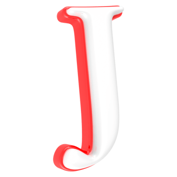 Red Alphabet with White 3D Letter J png