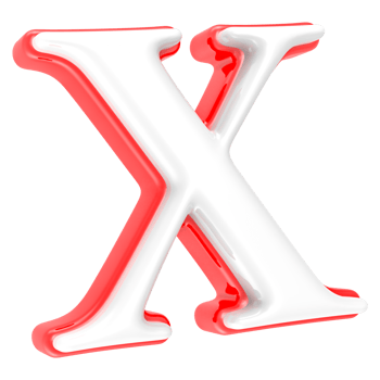 Red Alphabet with White 3D Letter X png