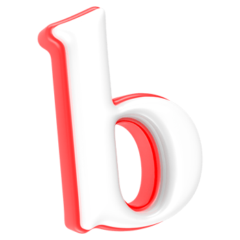 Red Alphabet with White 3D Rendering Letter b png