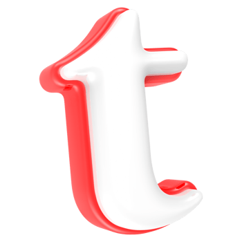 Red Alphabet with White 3D Rendering Letter t png