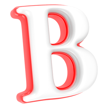Red Alphabet with White 3D Letter B png