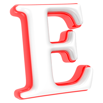 Red Alphabet with White 3D Letter E png