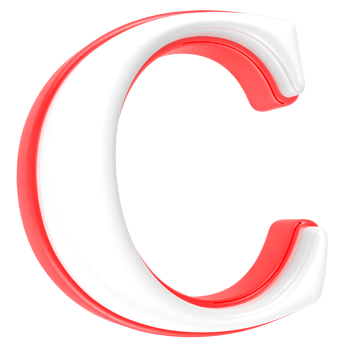 Red Alphabet with White 3D Letter C png