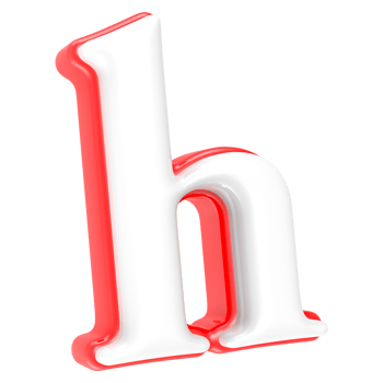 Red Alphabet with White 3D Rendering Letter h png